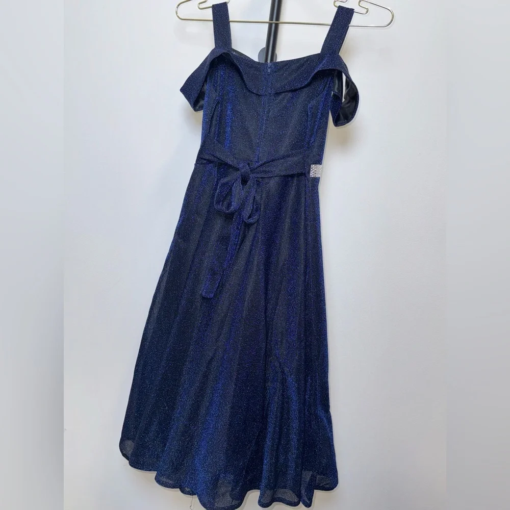 Joy Kids Navy Glitter Dress Size 8 Party Formal